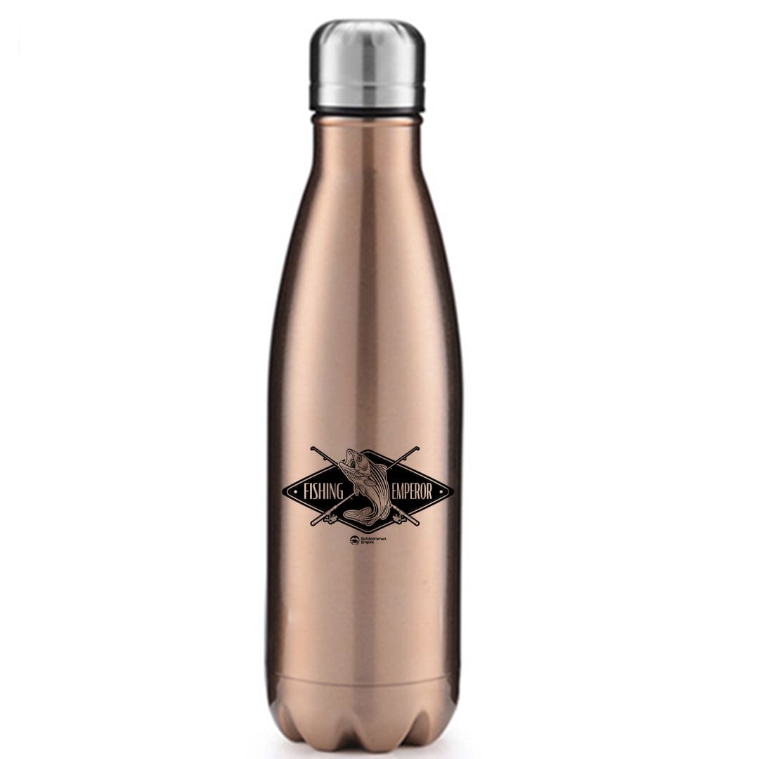 Fishing Emperor v2 17oz Stainless Steel Water Bottle with leakproof cap and UV printed design, perfect for outdoor activities.